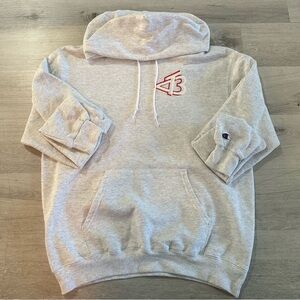 Champion Light Gray Hoodie with Red/White Logo